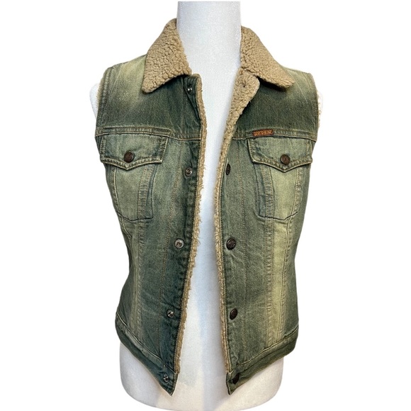 7 For All Mankind Denim Vest with Faux Shearling, size XS - Picture 1 of 9